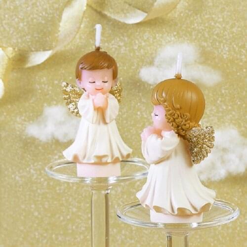 30pcs Gold hair Angel Birthday Candles Baby Shower baptism party gift cake topper WA2440