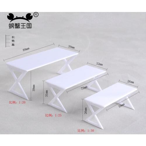 5pcs 1/20 1/25 1/30 Dollhouse Miniature Furniture accessories plastic Dining Table Chair Model Desk office desk