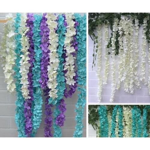 80"(200cm) Super Long Artificial Silk Flower Hydrangea Wisteria Garland For Garden Home Wedding Decoration Supplies