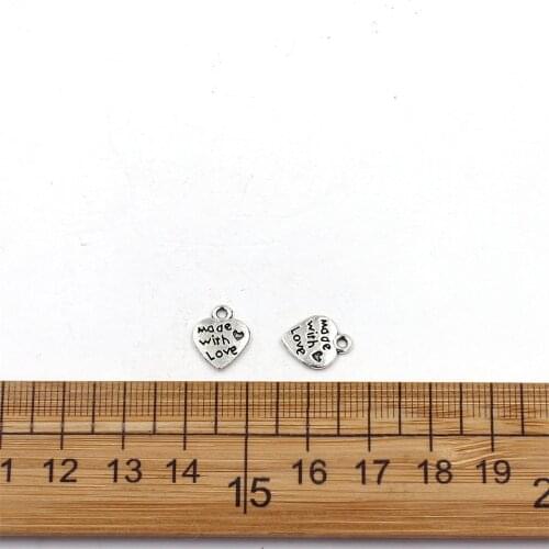 9x12mm Heart Shaped Made With Love Charm Pendant For Jewelry Making