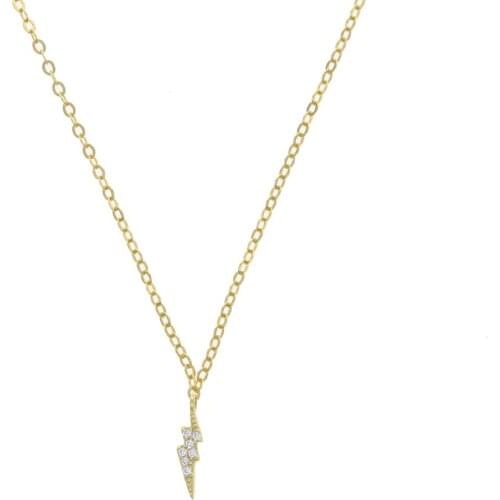 Promotion Only 1Pc Gold Plated Delicate Dainty 925 Silver Jewelry Tiny Small Lightning Bolt Charm Necklace