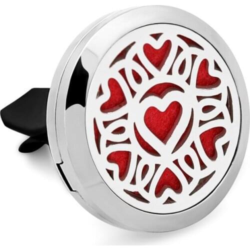 Essential Oil Car Diffuser Locket Vent Clip Stainless Steel Perfume Aroma Magnetic Air Freshener Free 10Pads Women Men Gift