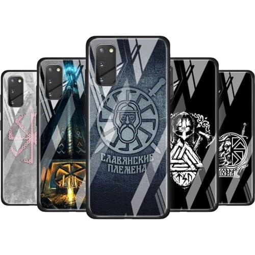 Slavic Viking symbol Kolovrat for Samsung Galaxy S20 FE Ultra Note 20 S10 Lite S9 S8 Plus Luxury Tempered Glass Phone Case Cover