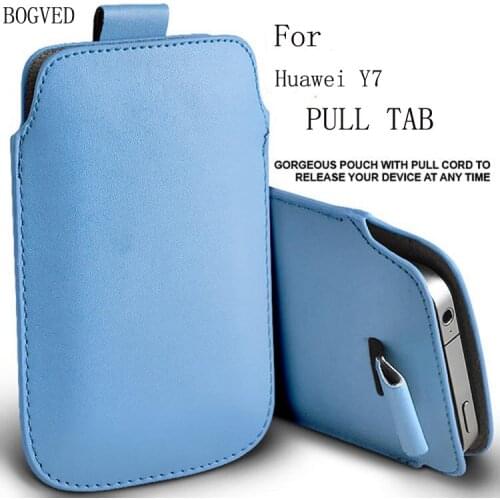 Casteel PU Leather Case For Huawei Y7 Pull Tab Sleeve Pouch Bag Case Cover Shield