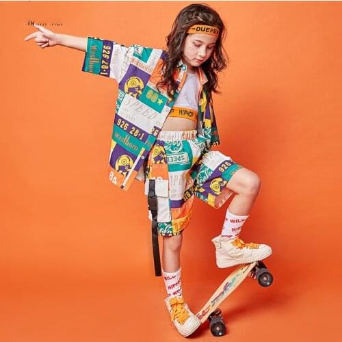 Kids Street Dance Clothing Girls Jazz Hip Hop Clothing Ballroom Stage Costumes For Kids Performance Wear Summer Outfit DQS2058