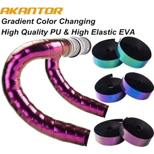 Road Bike Handlebar Tape Gradient Color-Changing PU Leather Fixed Gear Handle Bar Belt