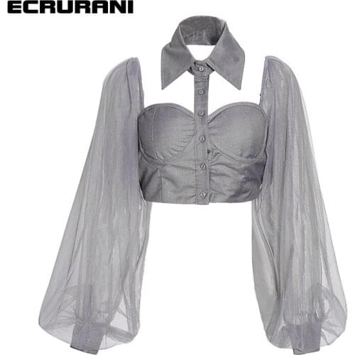 ECRURANI Openwork Blouses