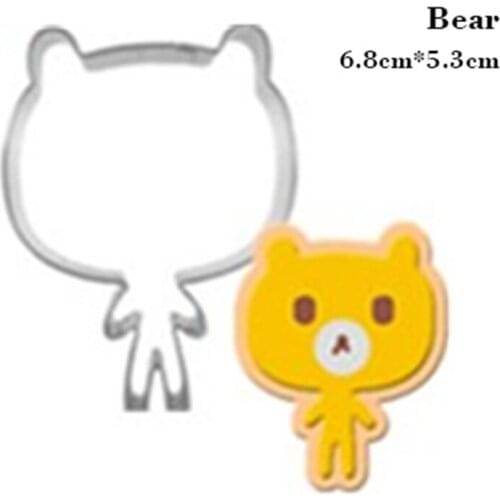 Cookie Mould Cake Form Big Head Bear Cookies Press Icing Set Pastry Cutter Cooking Cake Egg Tools Stainless Steel Bakery Stamp