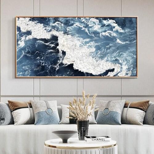 3D Large Abstract Canvas Painting Wave Pictures Hand Painted Thick Oil Painting On Canvas Wall Art Living Room Home Decor Unfram
