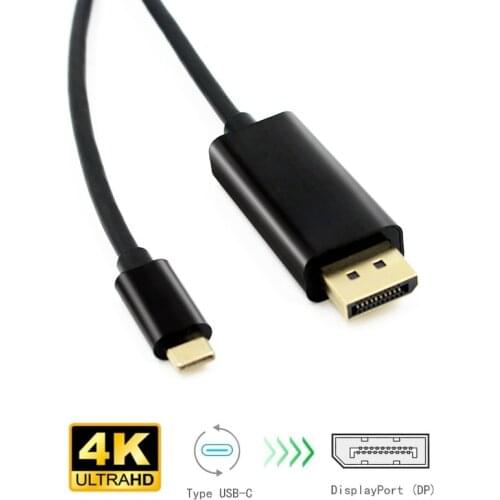 USB3.1 to DP Cable 4K 30 Hz TYPE C Display Port Cable Adapter Gold-plated for HDTV Projector Laptop, Montor N165 Black 1.8M