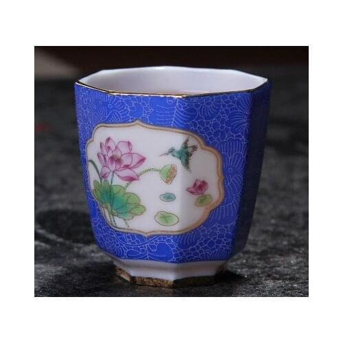 Jingdezhen Ceramic Teacup Handmade Silk Flower With Porcelain Kungfu Pu'er Black Tea Owner Cup Tea Bowl Teaware