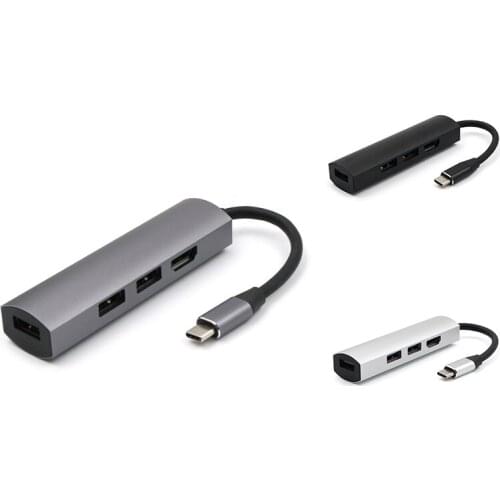 Type-C Hub Converter To 3XUSB3.0 + HDMI-Compatible(4K @2K) 4-In-1 Hub Notebook Converter For Huawei Mate10/ P30