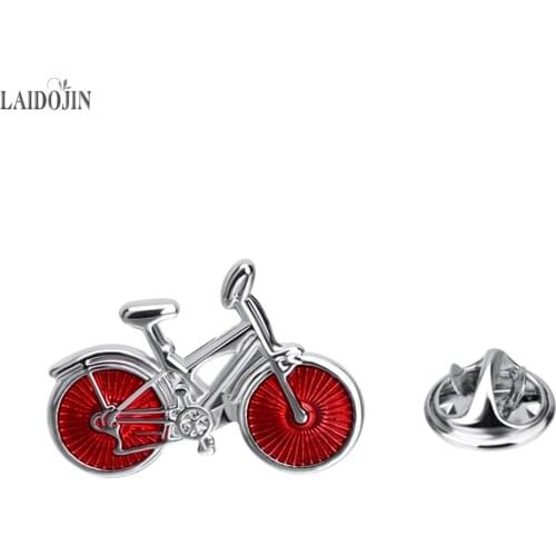 LAIDOJIN Red Enamel Bike Brooch Pin Badges High quality Metal Novelty Lapel Pin Suit Coat Hats Accessories Fashion Party Gift