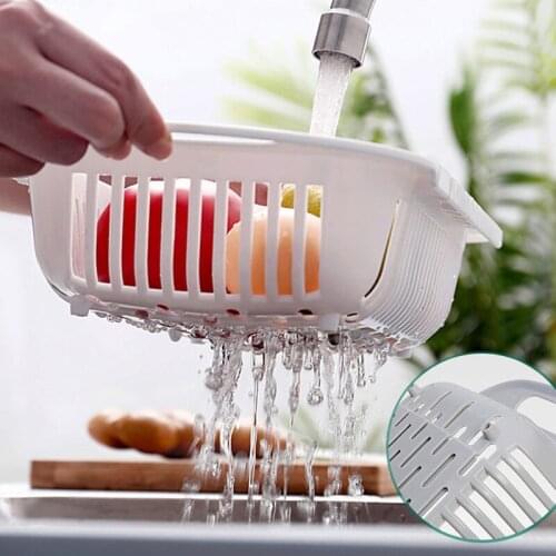 Kitchen Retractable Sink Drain Basket Plastic Dish Rack Sink Filter Water Basket Fruit Vegetable Basket Kitchen Sink Drain Case