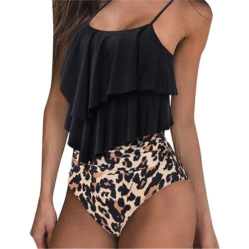Leopard Bikini 2020 High Waist Bikini Animal Print Tankini Floral Swimsuit Brazilian Ruffle Swimsuit Plus Size Swimwear Women