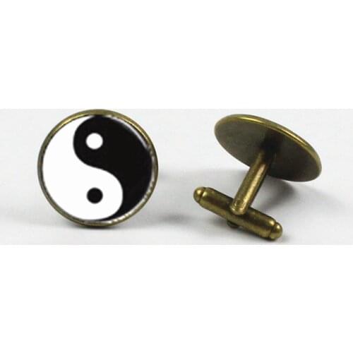 Fashion handmade shirt cufflinks Yin Yang gossip glass dome jewelry high quality cufflink jewelry