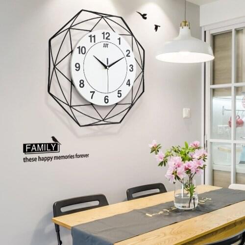 Nordic minimalist creative clock wall clock living room home solid wood decorative clock quartz clock