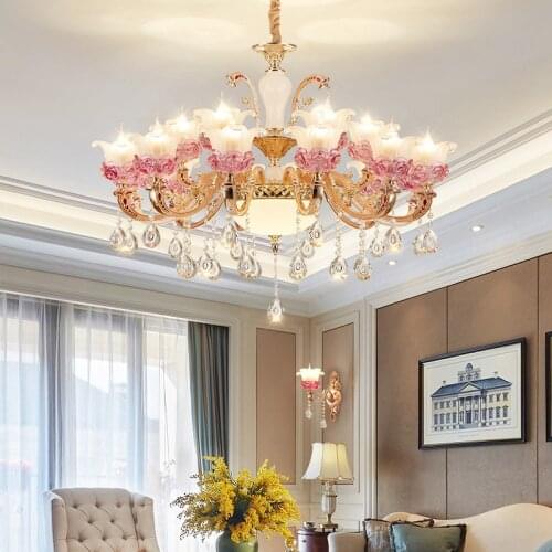 European New Zinc Alloy Crystal Living Room Chandelier Creative Home Dining Room Bedroom Hotel Villa Decorative Lamps