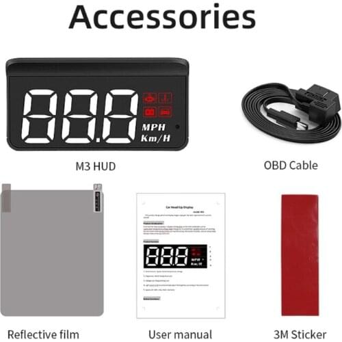 M3 Newest HUD Universal Auto Head-Up Display HUD OBD2 Model Car-Styling Overspeed Warning Windshield Projector Alarm System