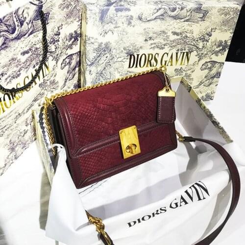 New Babel Pinkors Copper Metal Chain Shoulder Strap Alligator Flannelette Leather Bags Female Small Square Handbag For Women