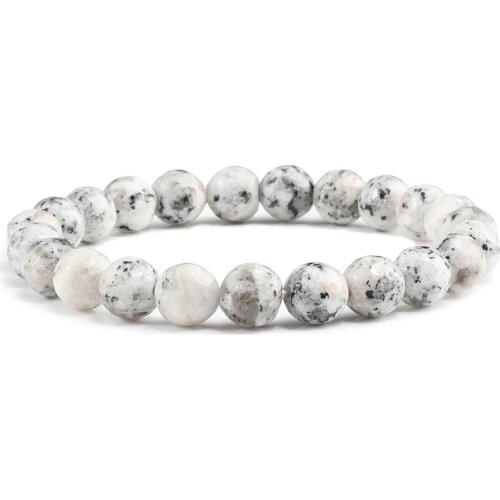 New Style Natural Stone Bracelets & Bangles Light Green/White Porcelain Section Beaded Stretch Bracelet Men Women Summer Jewelry