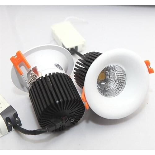 New Arrival Dimmable 12W COB Led Down Light Spotlight Recessed Led Ceiling Lamps White Shell Led Downlights CE RoHS AC85-265V