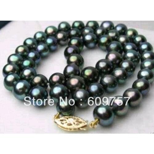 Use Natural Pearl NECKLACES Natural 18" long Natural AAA 8-9mm Black Genuine Cultured Pearl Necklace