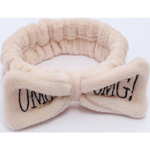 Womens Butterfly Bow Hair Band Fashion OMG Letters Wash Headband Girls Headwear Hairbands Coral Fleece Hair Accessories