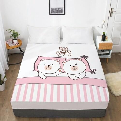 Animal Cartoon Kids Elastic fitted sheet bed sheet With An Elastic Band 150x200 Mattress Cover Bed cover for children baby Pink
