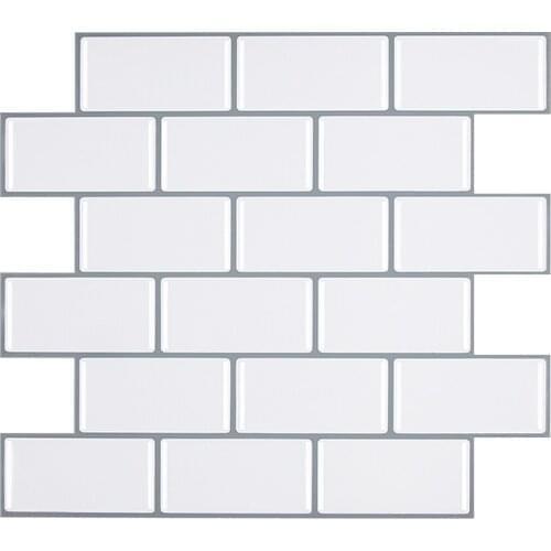 2020 Peel and Stick Self Adhesive Removable Stick On Kitchen Backsplash Bathroom 3D Wall Sticker Wallpaper Tiles White