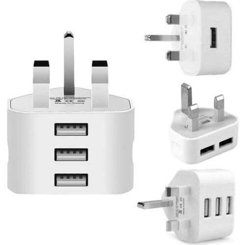 UK Plug Wall 3 Pin Plug Adaptor Charger with 1/2/3 USB Ports Travel Charging Mains Wall AC Multi Power Adapter Dropship
