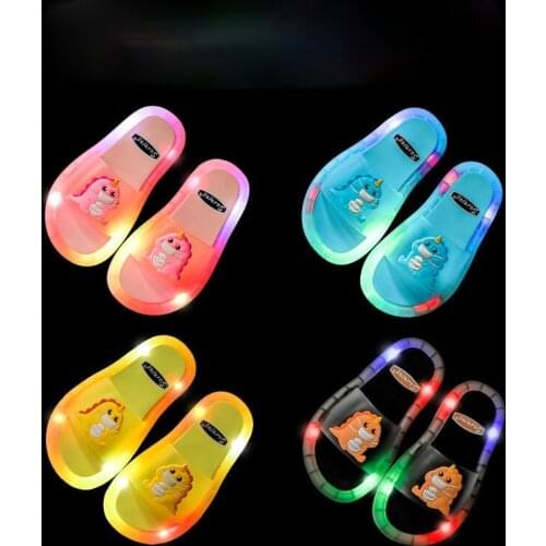 Girls Slippers Cartoon Beach Sandals Kids Rainbow Slippers for Girls LED Light Indoor Slippers Children Sandals Baby Girl Shoes