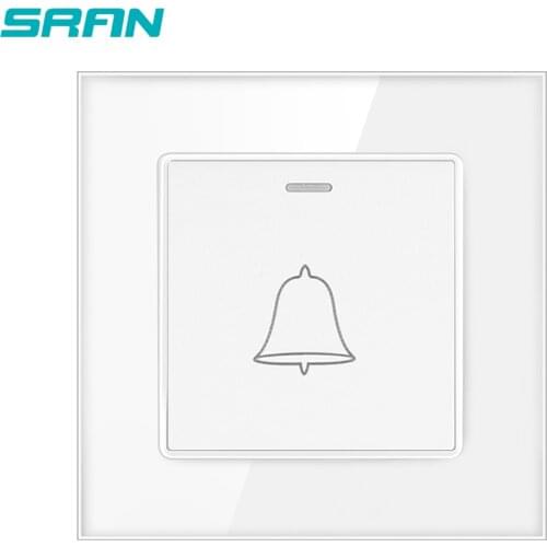 SRAN Reset Switch Doorbell Shutter Crystal Tempered Glass 86*86mm Wall Exterior Wall Power Outlet Wall Power Outlet