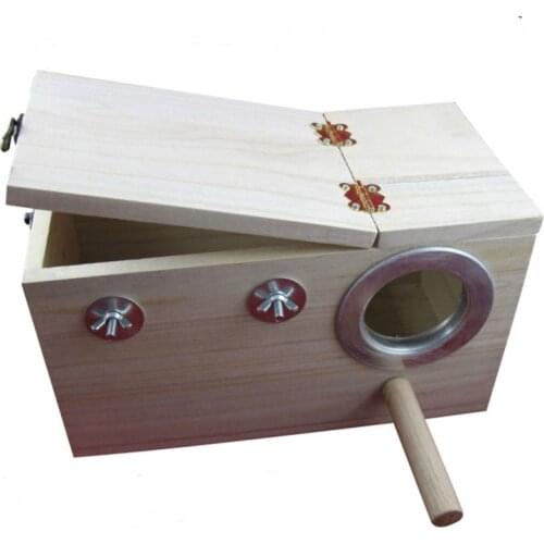 Solid wood tiger skin / Peony parrot breeding box / nest box / bird nest bird cage Sawdust / with anti-bite circle bird house