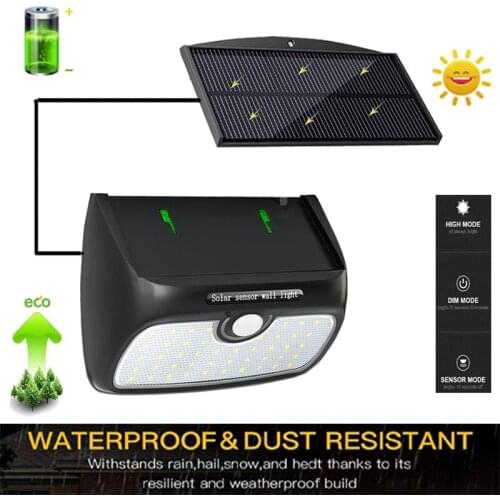 48 LED solar street light PIR Motion Sensor 800 LM Outdoor LED Solar Power Street Wall Lamp Solar panels can be separated