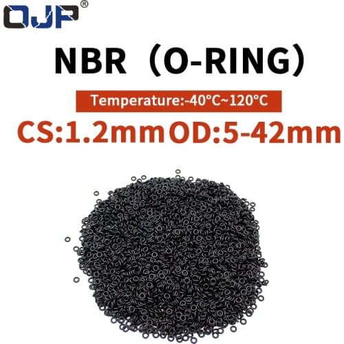 NBR O Ring Seal Gasket Thickness CS1.2mm OD5-42 Oil and Wear Resistant Automobile Petrol Nitrile Rubber O-Ring Waterproof Black