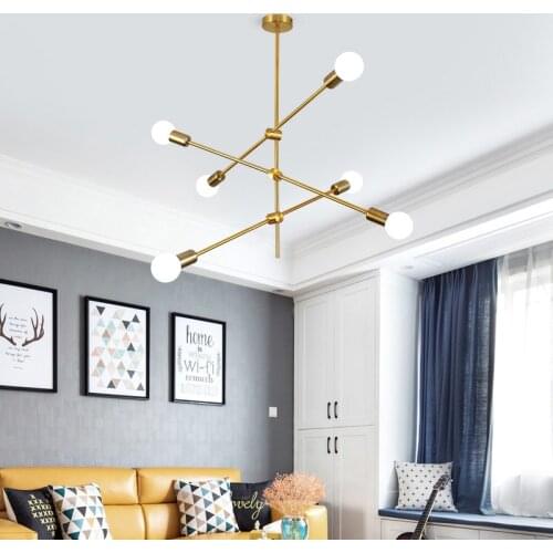 Magic Bean Molecular Chandelier Lights Rotatable Adjustment Luxury Brass Color Living Dining Room Bedroom Ins Wind Lamps