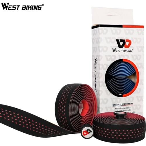 WEST BIKING Bike Handlebar Tape MTB Road Bicycle Soft Handlebar Wrap With 2 Bar Plug Anti-slip Belt Straps Cycling Accessories