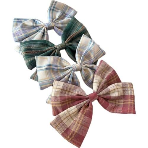 Cotton Linen Printed Big Bowknot Hair Clips For Cute Girls Barrettes Safty Hairpins Headwear Kids Hair Accessories