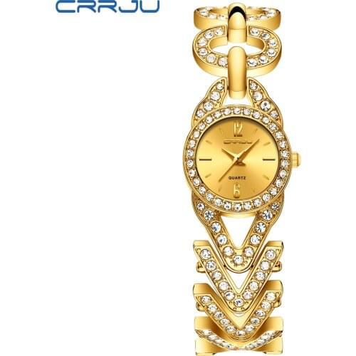 Crrju Top Luxury Brand Diamond Fashion Crystal Watch Women Creative Bracelet Quartz Watch Ladies Wristwatch Relogio Feminino