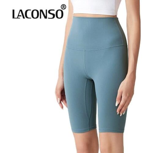 LACONSO Womens Pants Female Yoga Leggings For Sports Fitness Running High Waist Peach Hip Lift Double-Sided Brushed Elastic Gym