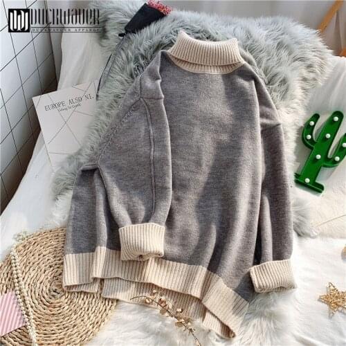 Duckwaver Women Sweaters 2020 Autumn Winter Cashmere Knitted Female Turtleneck Sweater Casual Thin Pullover Tricot Jersey Jumper