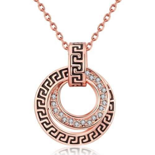 ZEMIOR Pendant Necklaces For Women Fashion Secret Double Wheel With Czech Drill Rose Gold Necklace Anniversary Jewelry Hot Sale