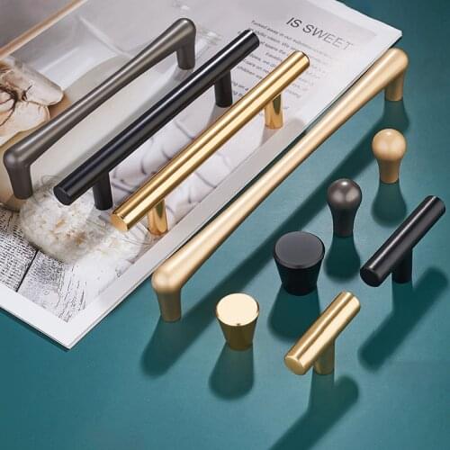 Golden Cabinet Drawer Handle American Black Wardrobe Door Handle Modern and Simple European Style Cabinet Shoe Cabinet Handle