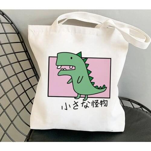 2021 Dinosaur Shopping Bag Eco Reusable Canvas Bag Shopping Bags Life Reusable Vogue Women Bags 35x38x21cm