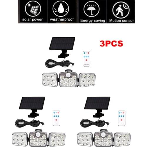 3pcs 138 led seperable remote Solar Light Outdoor Solar Lamp PIR Motion Sensor Solar Powered Street porch Path Sunlight Garden D
