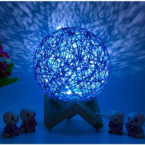 3d Led Rattan Moon Night Light Desk Lamps Moonlight Usb Charging Table Desk Moon Lamp Night Lamp Colorful Art Decoration @40