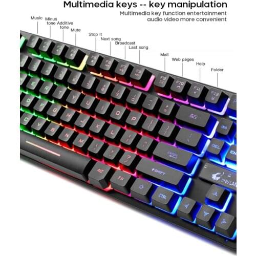 87keys Gaming Mechanical Keyboard Wired Keyboard RGB Mix Backlit LED USB For Gamer PC Laptop Wide Compatibility Universal