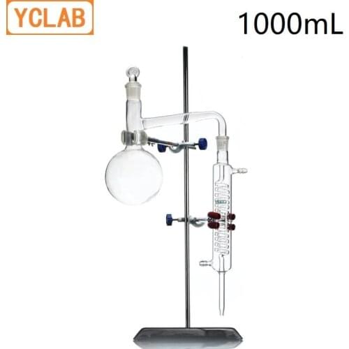 HUAOU 1000mL Distilling Apparatus with Ground In joints Borosilicate 3.3 Glass Laboratory Chemistry Equipment ( Glass Only )