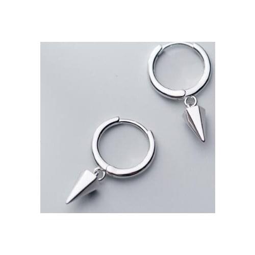 Authentic Real 100% 925 Sterling SilverBullet Style Hoop Huggie Earrings fine Jewelry GTLE2850